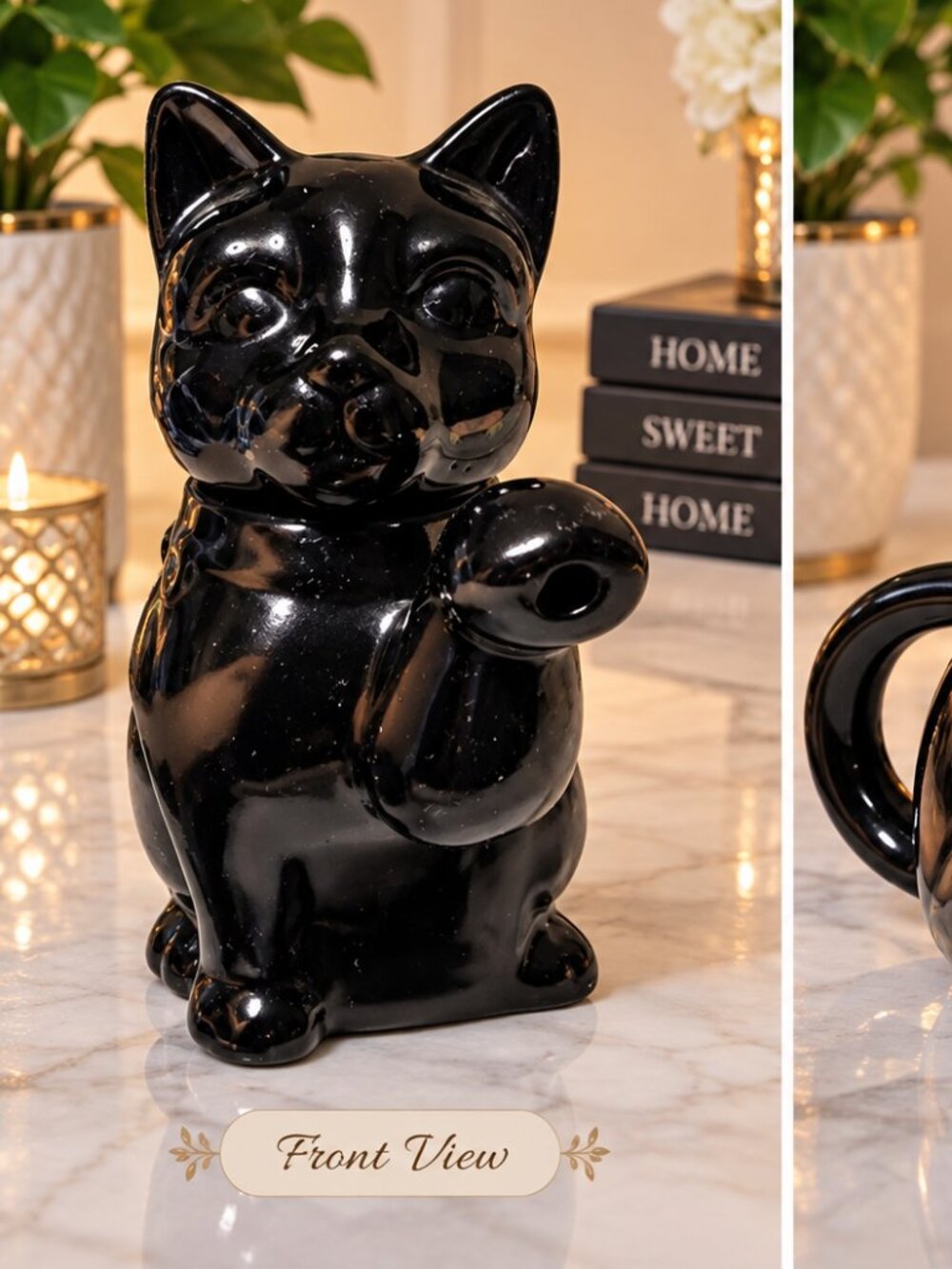 🐈‍⬛ Vintage 1999 Teapot Glossy Black Ceramic Cat Figurine